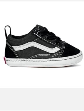 VANS INFANT OLD SKOOL CRIB SHOES BLACK & WHITE BABY SIZE 3 3-6 MONTHS